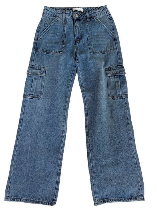 Vervet Denim - VERVET High Rise Wide Leg Cargo Jeans Medium Wash Size 26